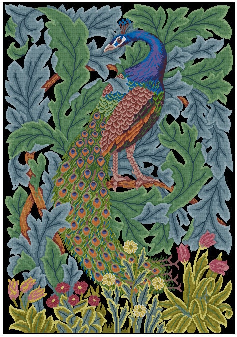 Peacock Cross Stitch Pattern - PDF Counted Antique Cross Stitches - Berlin Embroidery - Image 2
