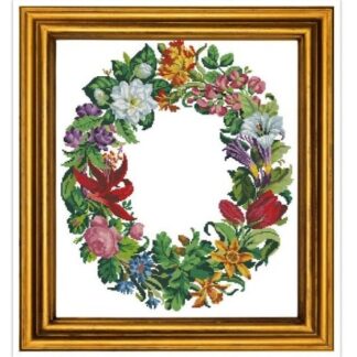 Flower Wreath Cross Stitch Pattern - PDF Counted Antique Cross Stitches - Berlin Embroidery