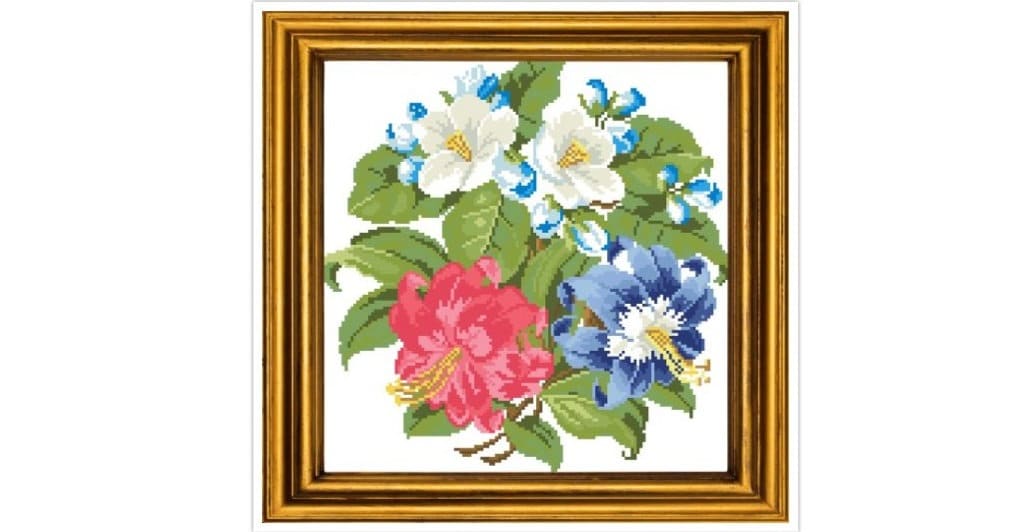 Antique Bouquet Cross Stitch Pattern: Berlin Embroidery (PDF)