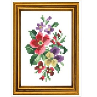 Miniature Bouquet Cross Stitch Pattern: Antique Berlin Embroidery (PDF)