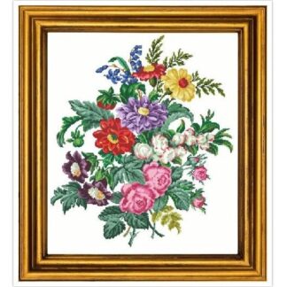 Big Wild Flower Bouquet Cross Stitch Pattern - PDF Counted Antique Cross Stitches - Berlin Embroidery