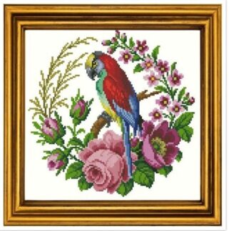 Parrot Cross Stitch Pattern - PDF Counted Antique Cross Stitches - Berlin Embroidery