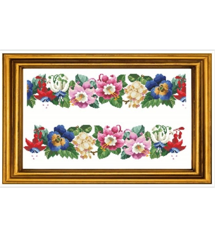 Antique Floral Border Cross Stitch Pattern: Berlin Embroidery (PDF)