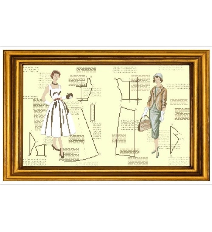 Vintage Cutting & Sewing Cross Stitch Pattern: Antique Design (PDF)