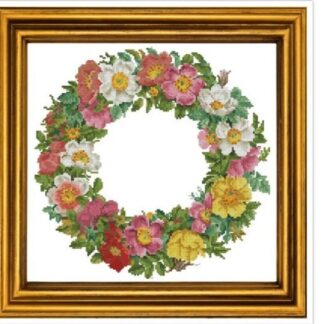 Flower Wreath Cross Stitch Pattern: Antique Berlin Embroidery (PDF)