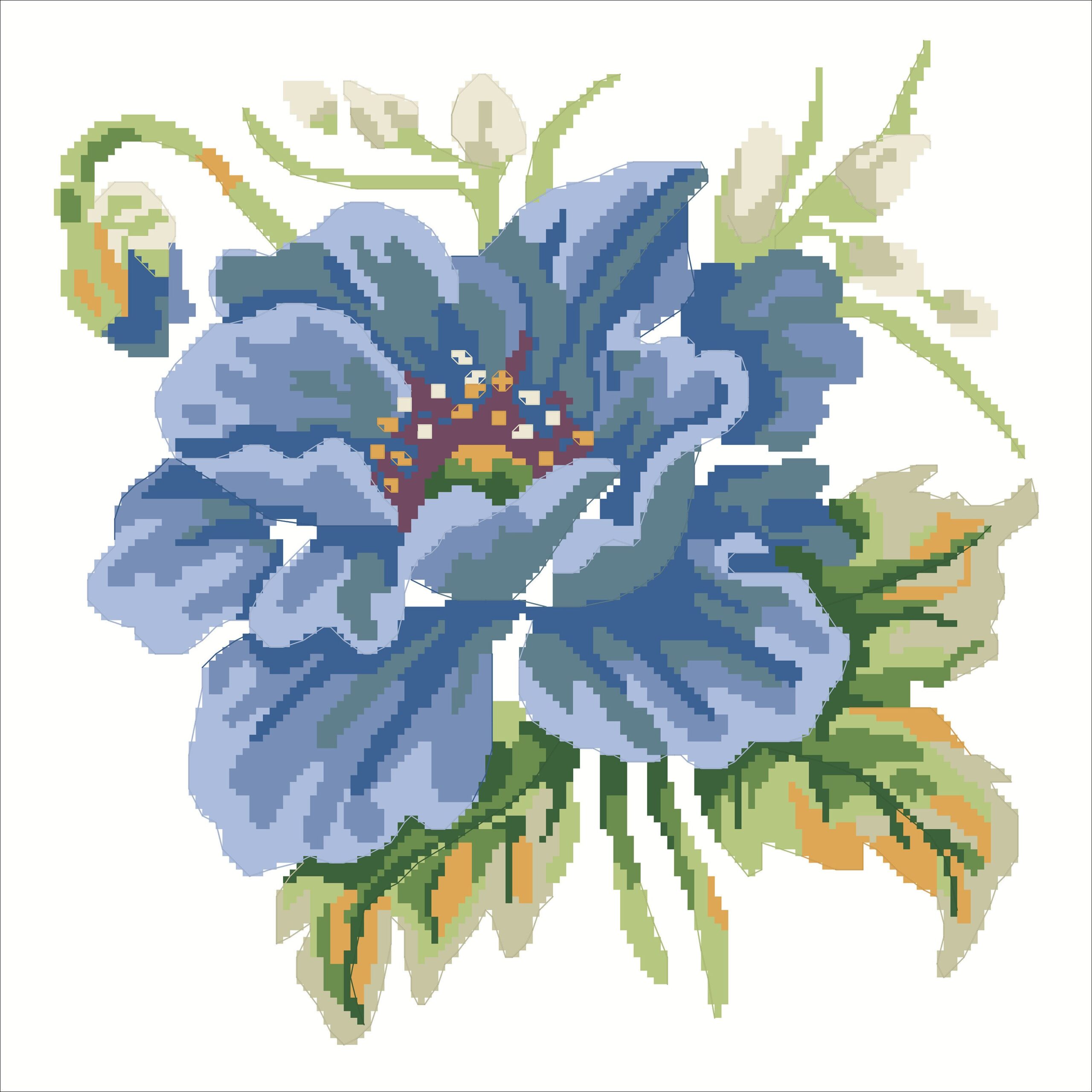 Poppy Flower Cross Stitch Pattern - PDF Counted Antique Cross Stitches - Berlin Embroidery - Image 3