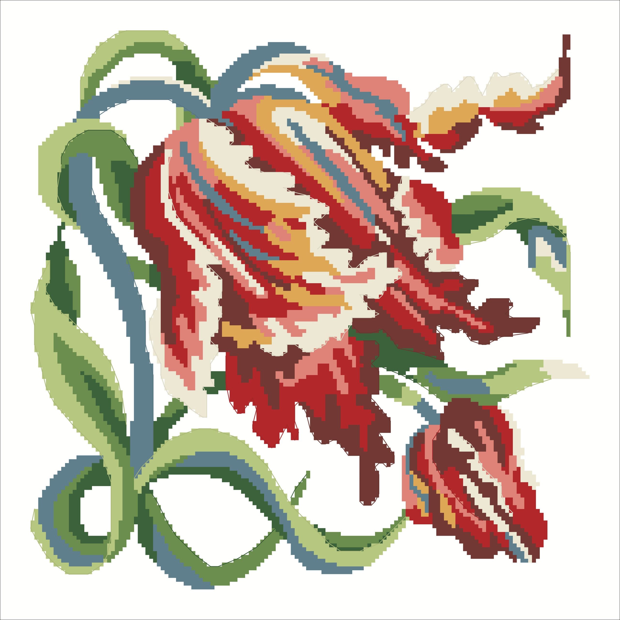Tulip Flower Cross Stitch Pattern - PDF Counted Antique Cross Stitches - Berlin Embroidery - Image 3