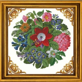 Antique Bouquet Pillow Cross Stitch Pattern: Berlin Embroidery (PDF)