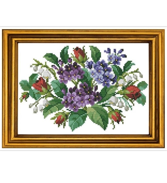 Antique Floral Cross Stitch Pattern: Berlin Embroidery (PDF)