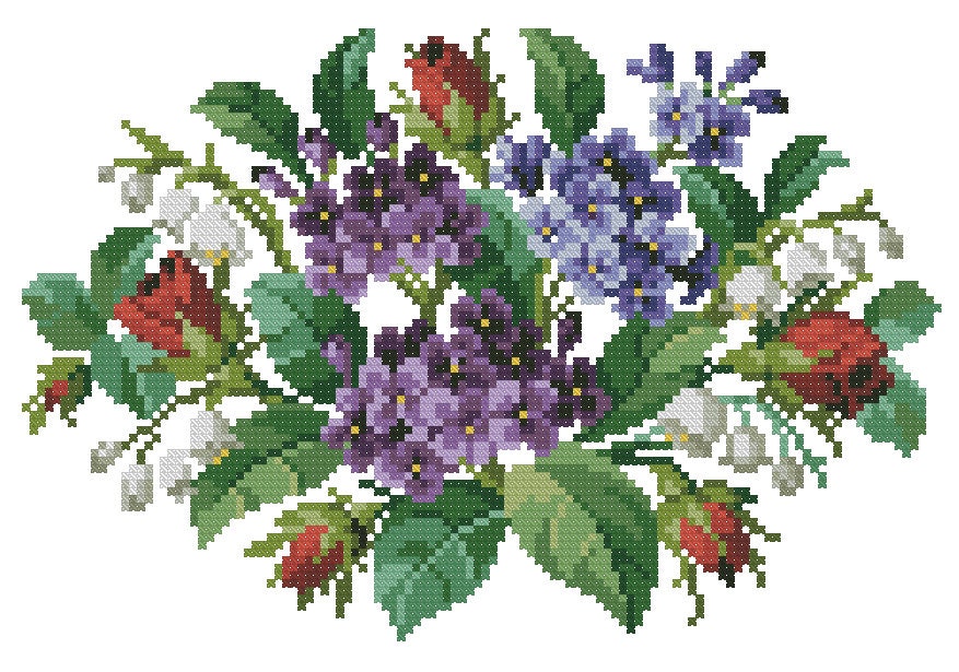 Antique Floral Cross Stitch Pattern: Berlin Embroidery (PDF) - Image 2