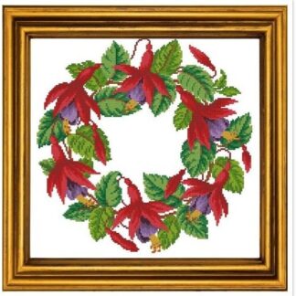 Fuchsia Wreath Cross Stitch Pattern: Antique Berlin Embroidery (PDF)