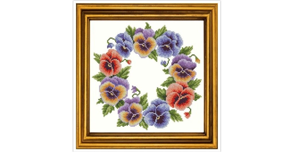 Flower Wreath Cross Stitch Pattern: Antique Berlin Embroidery (PDF)