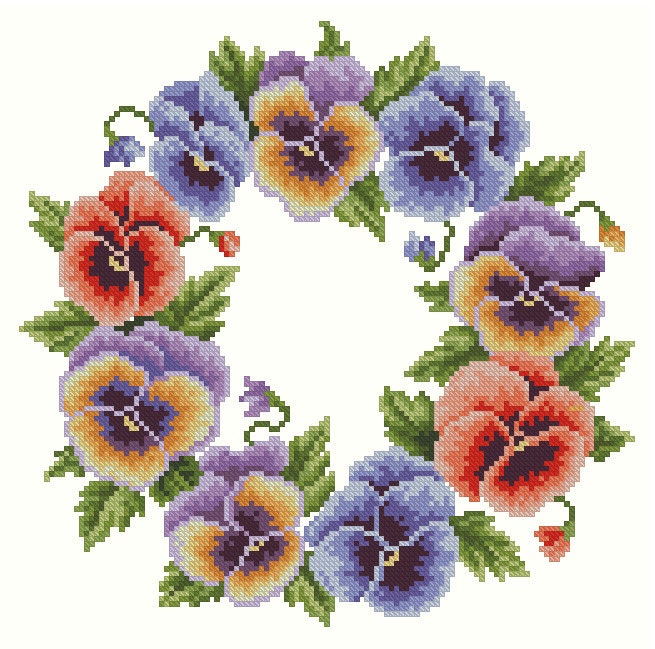 Flower Wreath Cross Stitch Pattern: Antique Berlin Embroidery (PDF) - Image 2