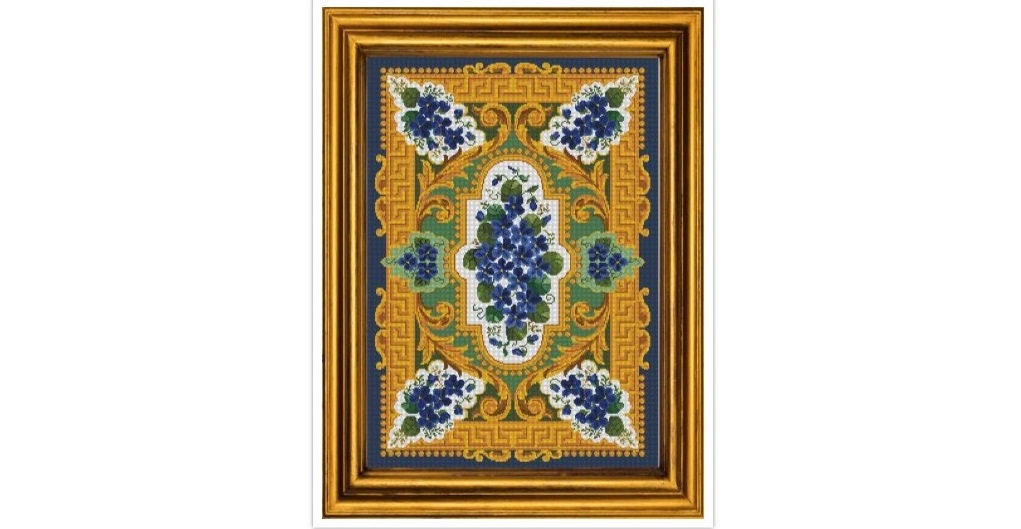 Floral Rug Cross Stitch Pattern: Antique Berlin Embroidery (PDF)