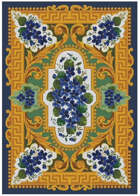 Floral Rug Cross Stitch Pattern: Antique Berlin Embroidery (PDF) - Image 2