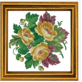 Antique Bouquet Cross Stitch Pattern: Berlin Embroidery (PDF)
