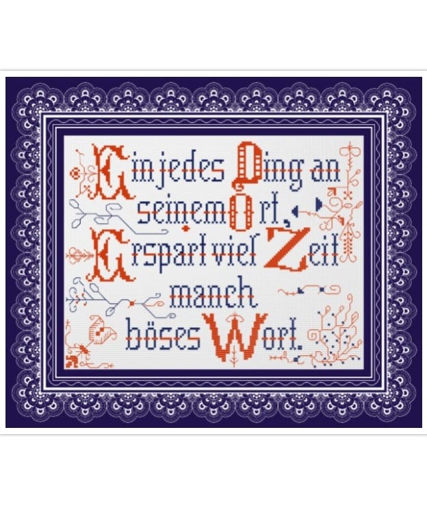 Vintage German Motto Cross Stitch Pattern: 19th Century Sampler (PDF)
