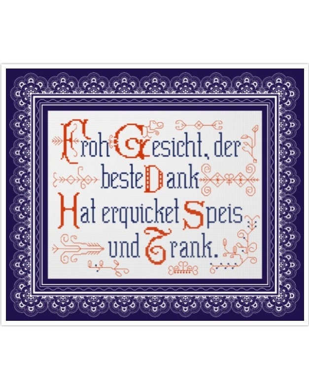 Vintage German Mottos Cross Stitch Pattern: 19th Century Sampler (PDF)