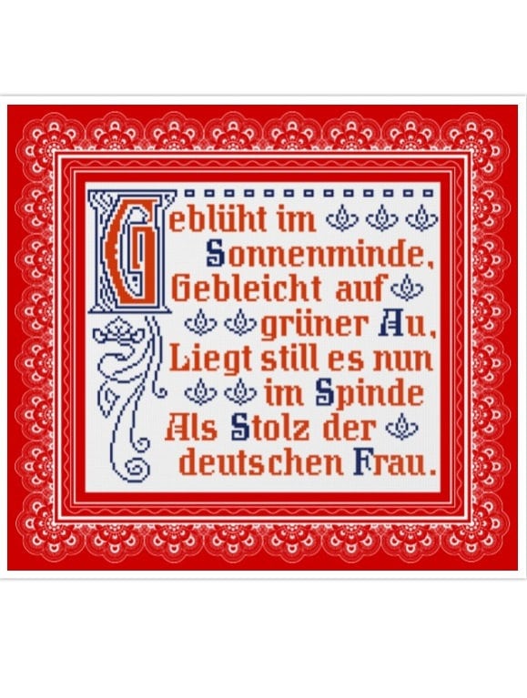 Vintage German Maxim Cross Stitch Pattern: 19th Century Reproduction (PDF)