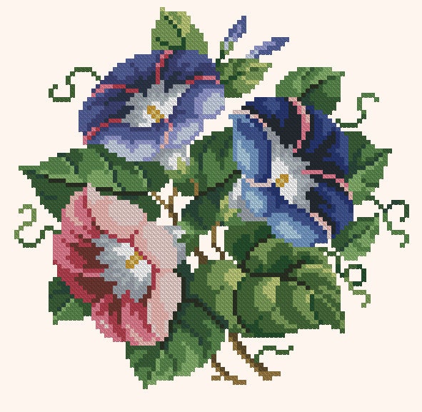 Antique Floral Cross Stitch Pattern: Berlin Embroidery (PDF) - Image 2