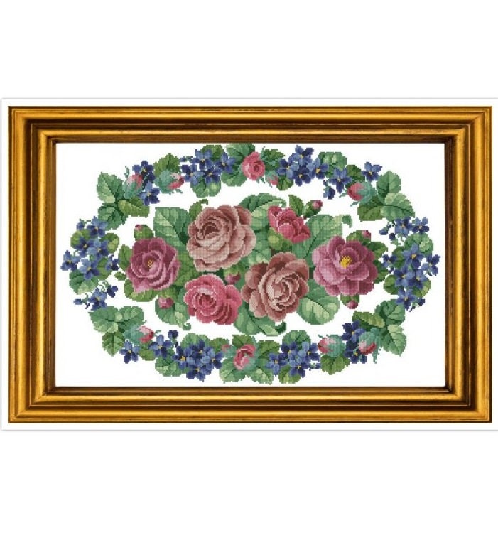 Antique Floral Sampler Cross Stitch Pattern: Berlin Embroidery (PDF)
