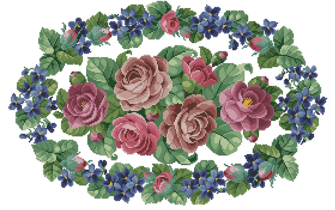 Antique Floral Sampler Cross Stitch Pattern: Berlin Embroidery (PDF) - Image 2