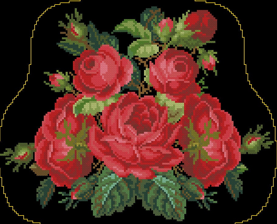 Antique Roses Cross Stitch Pattern: Berlin Embroidery (PDF Download) - Image 2