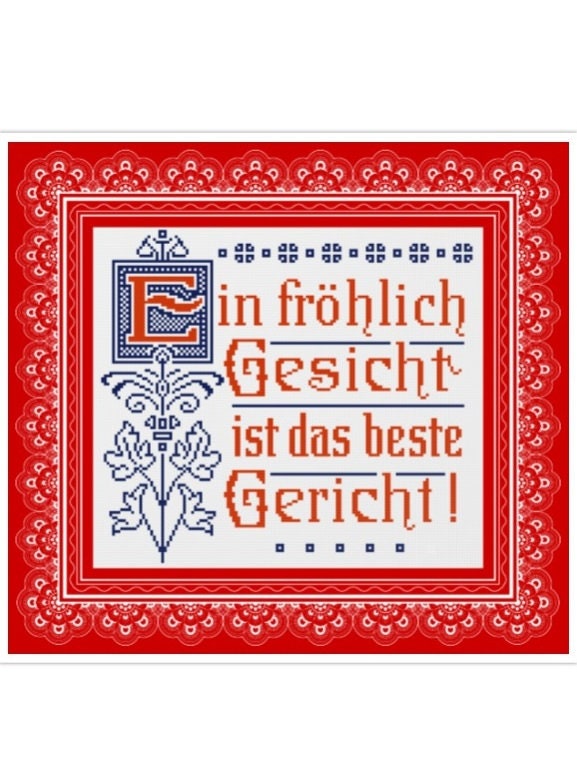 Vintage German Maxim Cross Stitch Pattern: 19th Century Sampler (PDF)