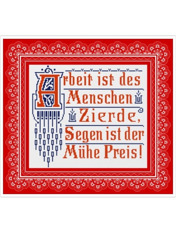 Vintage German Maxim Cross Stitch Pattern: 19th Century Sampler (PDF)