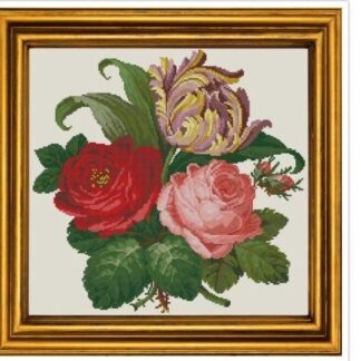 Antique Floral Cross Stitch Pattern: Berlin Embroidery Bouquet (PDF)