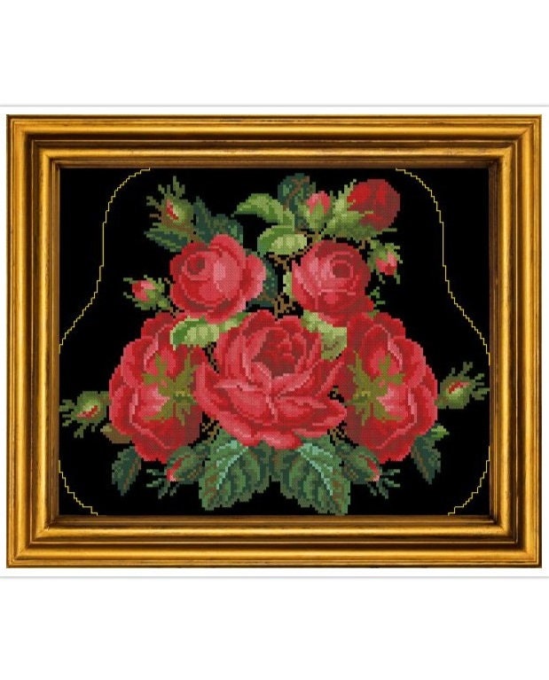 Antique Roses Cross Stitch Pattern: Berlin Embroidery (PDF Download)
