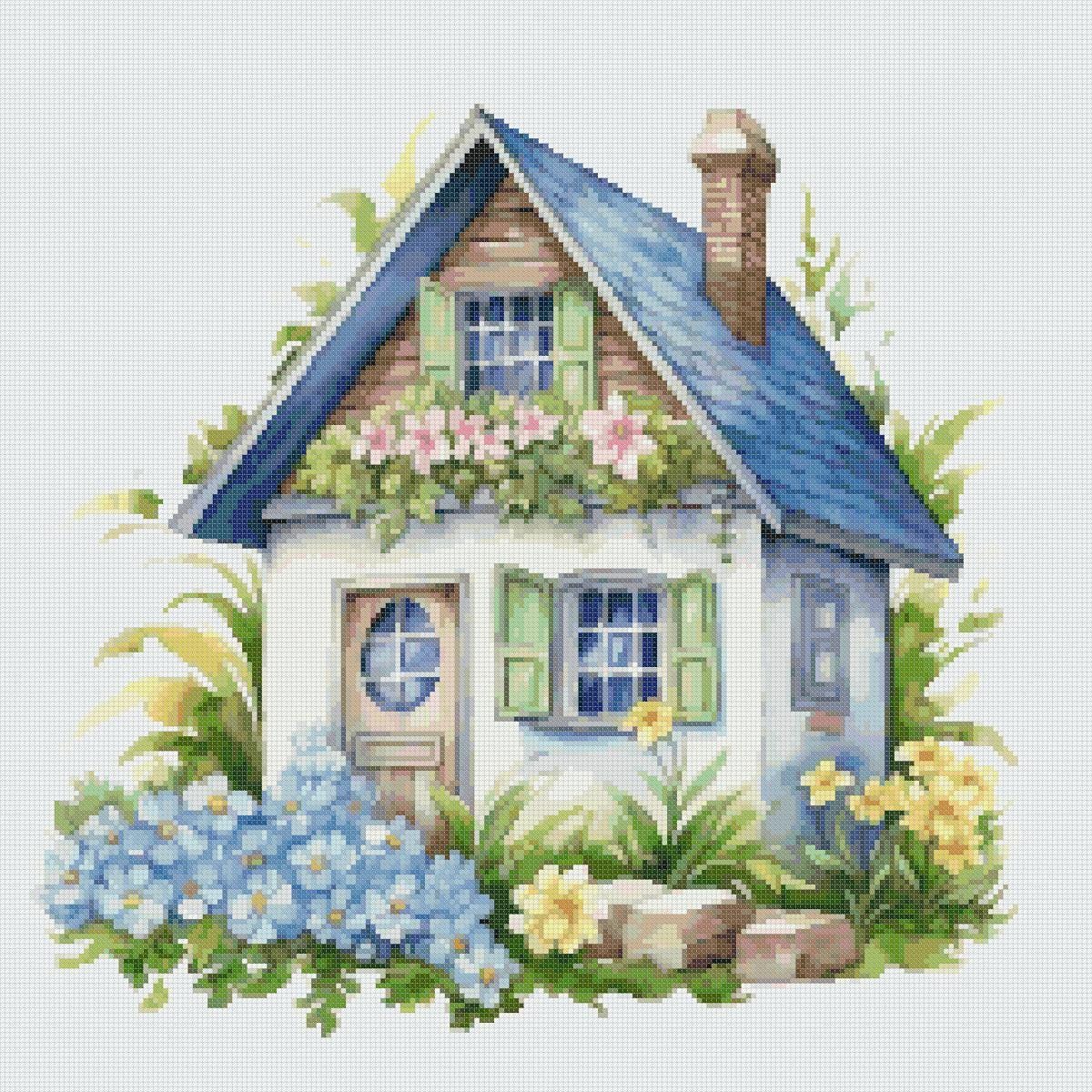 House Cross Stitch Pattern: Floral Cottage Design (PDF Pattern) - Image 2
