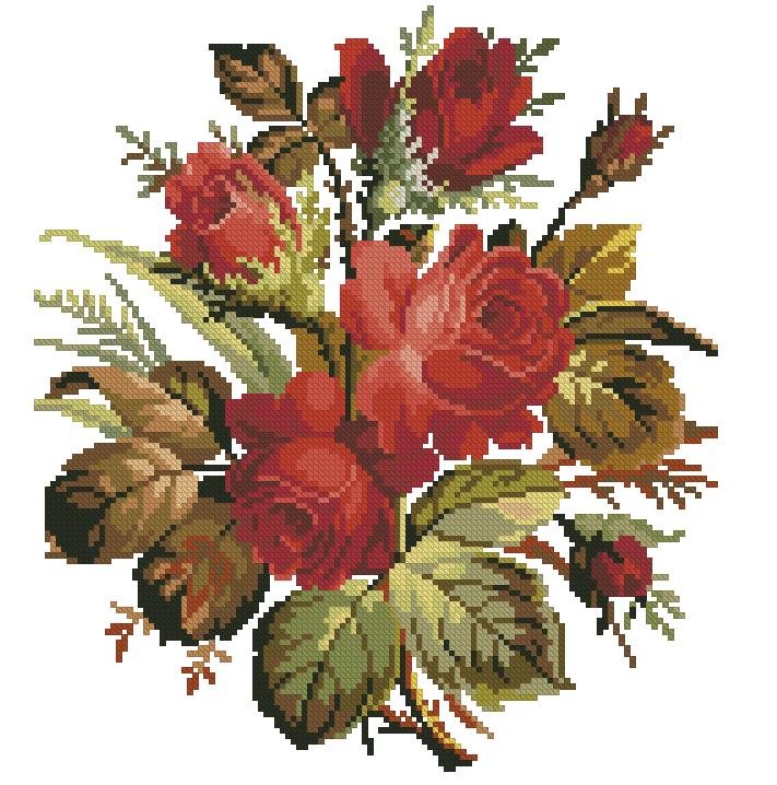 Antique Floral Cross Stitch Pattern: Berlin Embroidery Bouquet (PDF) - Image 2
