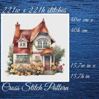 House Cross Stitch Pattern: Cottagecore Floral Design (PDF Pattern)