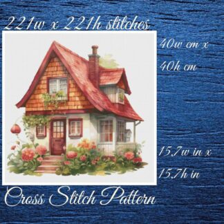 House Cross Stitch Pattern: Cottagecore Floral Design (PDF Pattern)