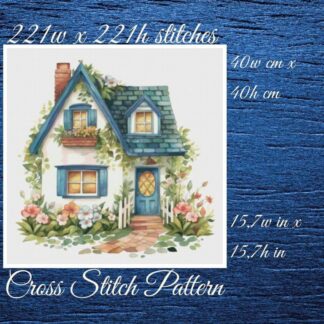 House Cross Stitch Pattern: Cottage Floral Design (PDF Pattern)