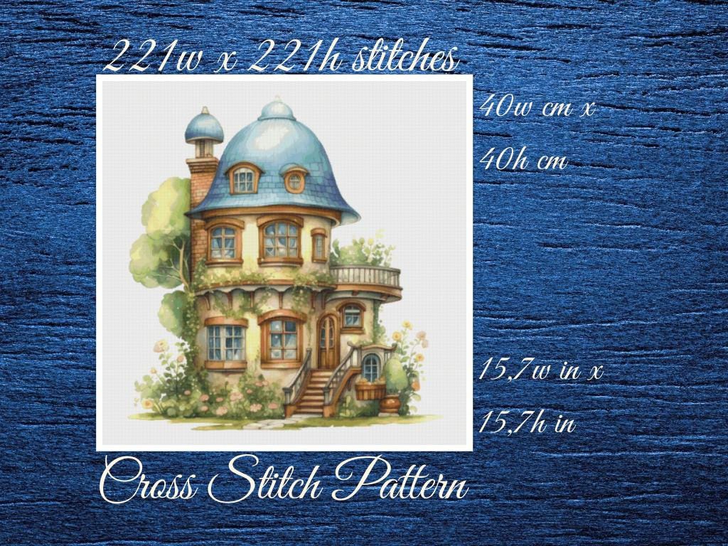 Cottage Cross Stitch Pattern: Whimsical Home Design (PDF Pattern)