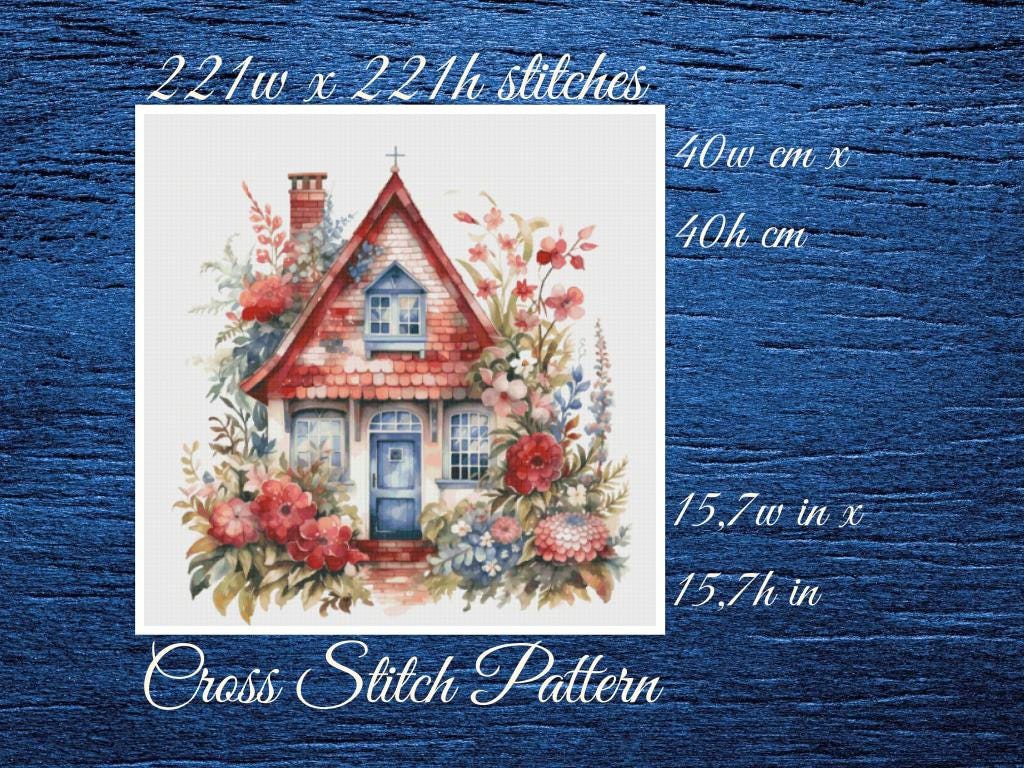 Cottage Floral Cross Stitch Pattern (PDF Download)