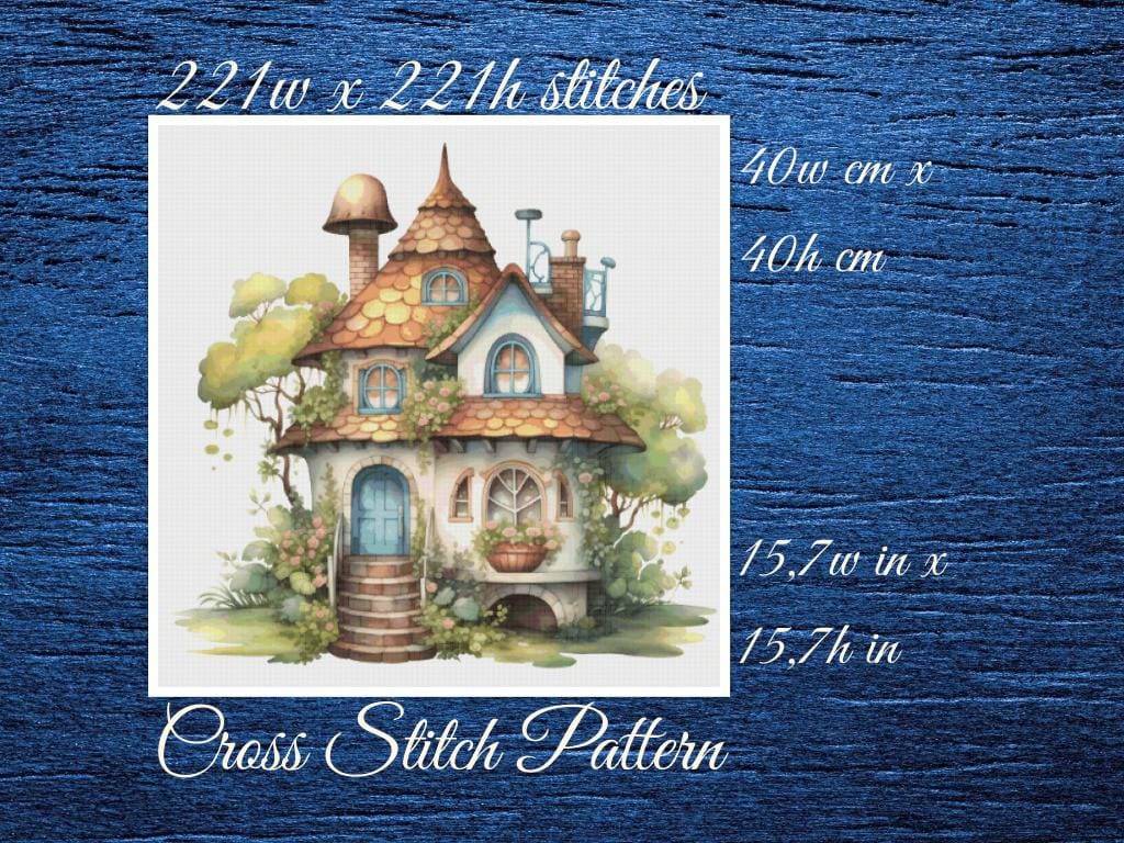 Cottage Cross Stitch Pattern: Whimsical House (PDF Pattern)