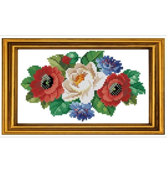 Antique Bouquet Cross Stitch Pattern: Berlin Embroidery (PDF)