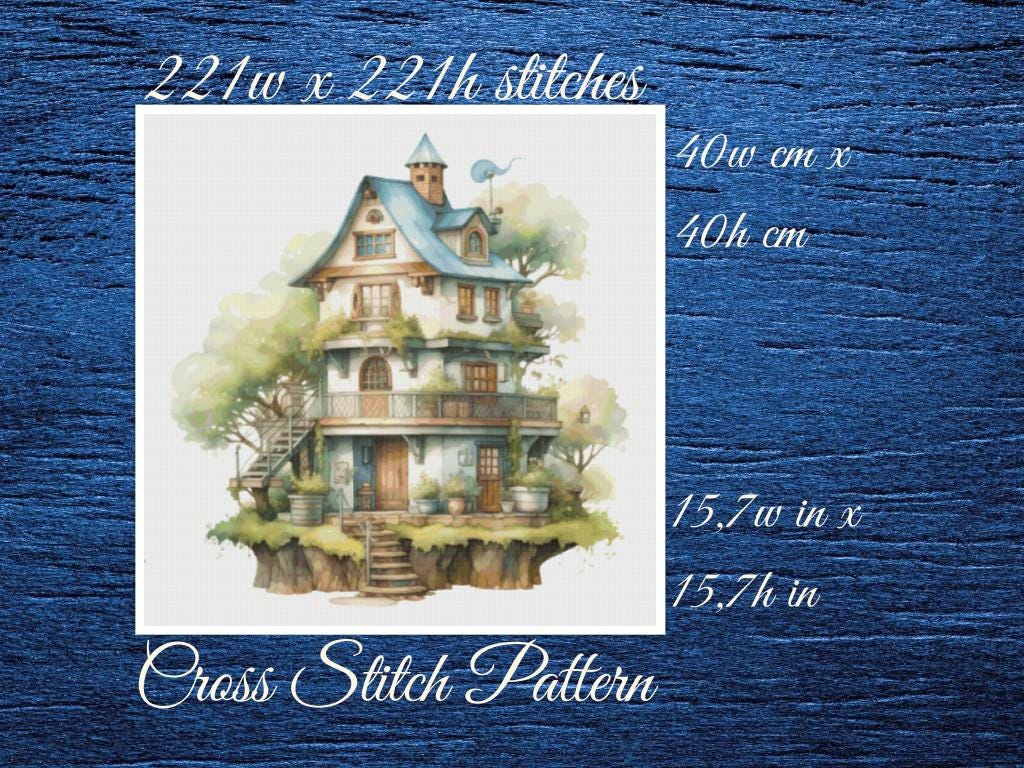 Cottage House Cross Stitch Pattern: Whimsical Home Design (PDF)