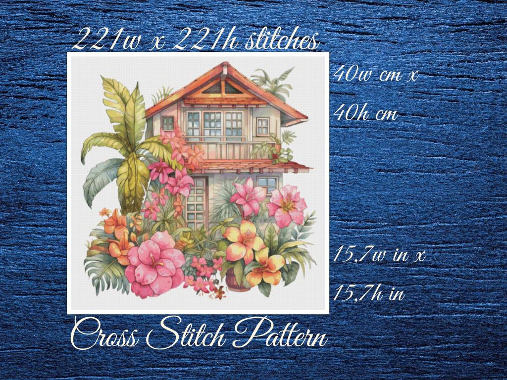 Cottage Floral Cross Stitch Pattern (PDF Download)