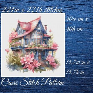 Cottage Cross Stitch Pattern: Floral House (PDF Pattern)
