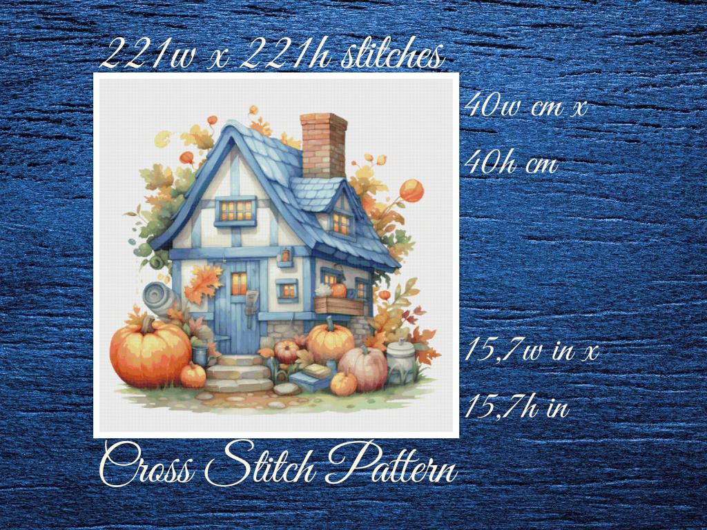 Cottage Cross Stitch Pattern: Autumn Harvest (PDF Pattern)