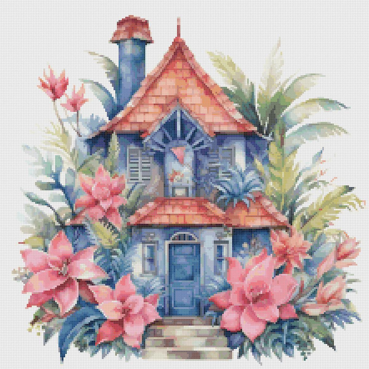 Cottage Floral Cross Stitch Pattern (PDF Download) - Image 2