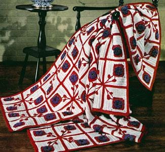 Vintage Crochet Pattern Afghan Plaid Pennsylvania Dutch - Country Home Decor - PDF English