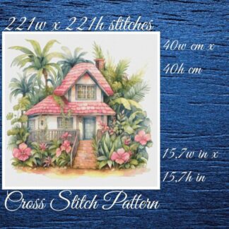 Cottage Cross Stitch Pattern: Tropical House (PDF Pattern)