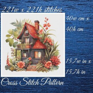 Cottage Cross Stitch Pattern: Floral House (PDF Pattern)