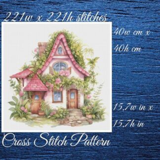 Cottage Cross Stitch Pattern: Floral House (PDF Pattern)