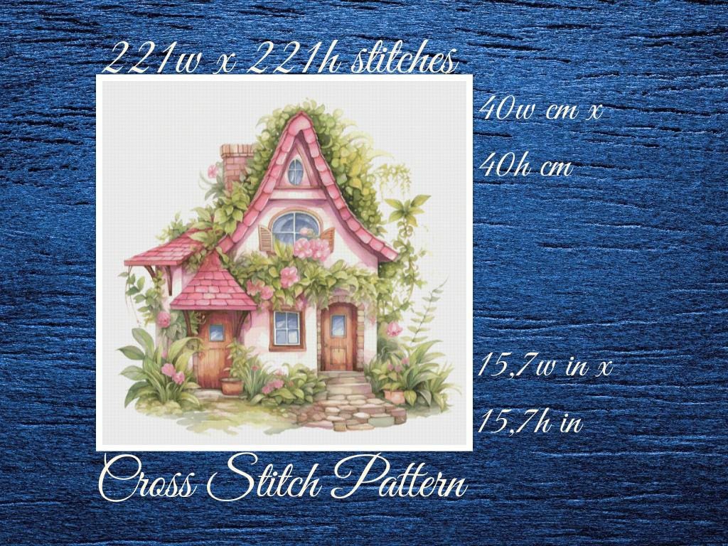 Cottage Cross Stitch Pattern: Floral House (PDF Pattern)
